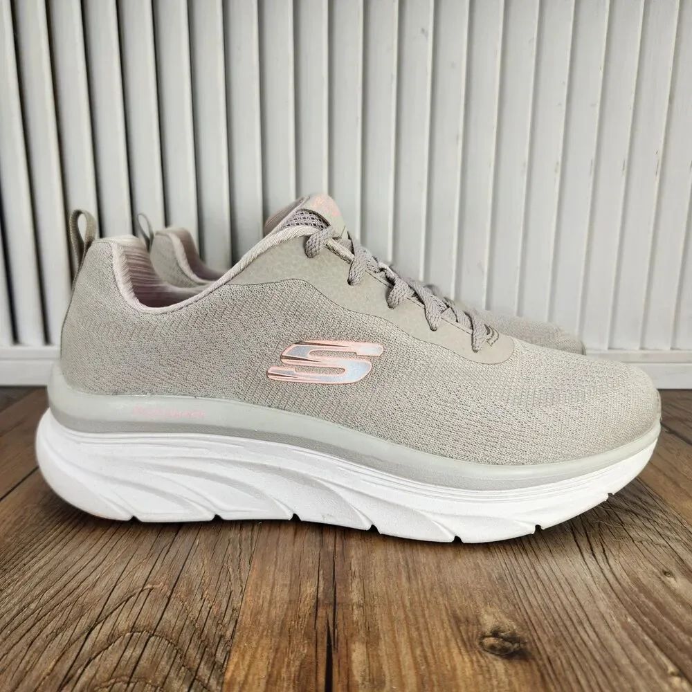 Skechers D'Lux Walker Walking Shoes Womens Sz 9 Taupe Relaxed Fit Sneaker 149815